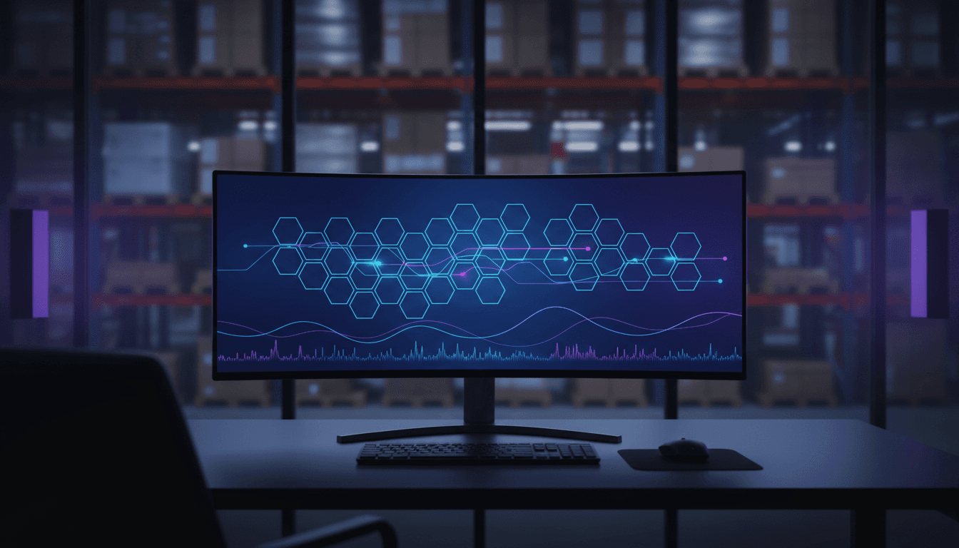 Schermata di un software gestionale magazzino con dashboard inventario e mappa scaffalature in un deposito PMI