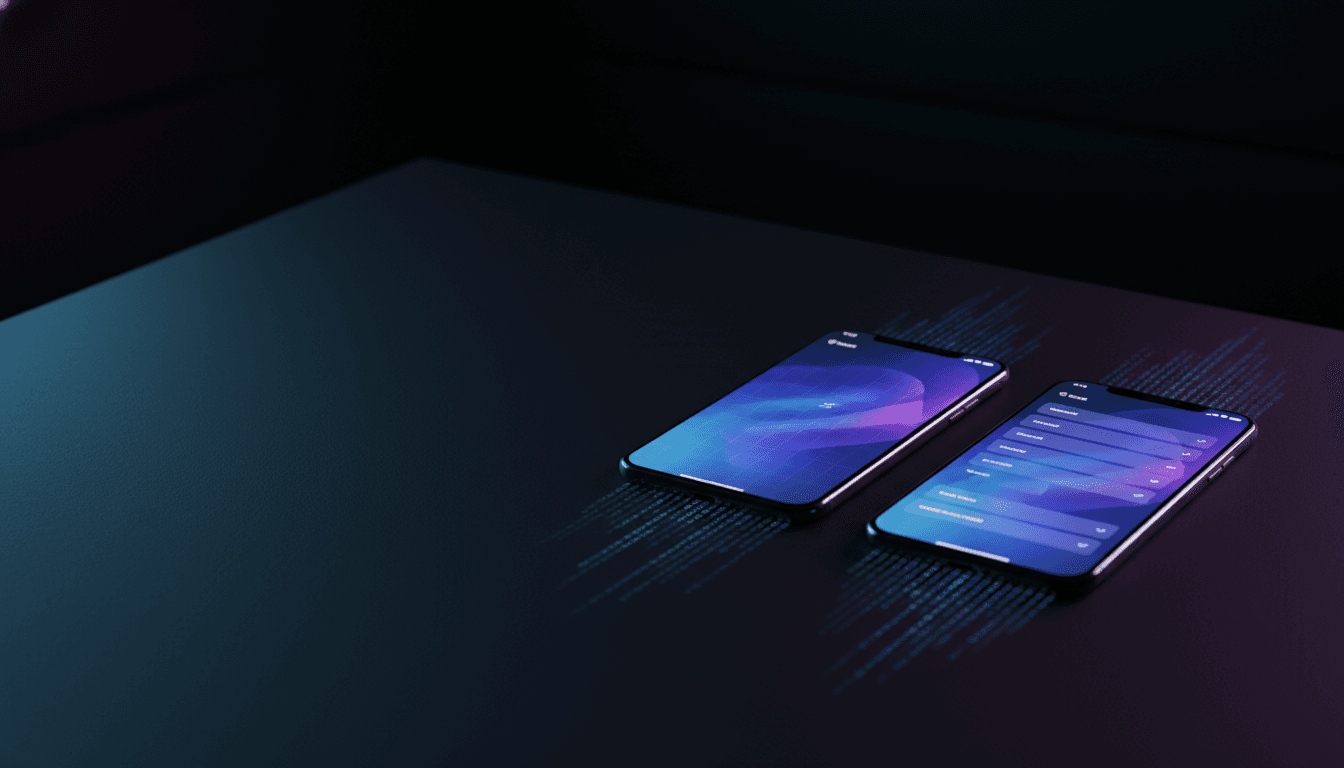 Confronto visivo app nativa vs cross platform con schermate Flutter e Swift su dispositivi mobili