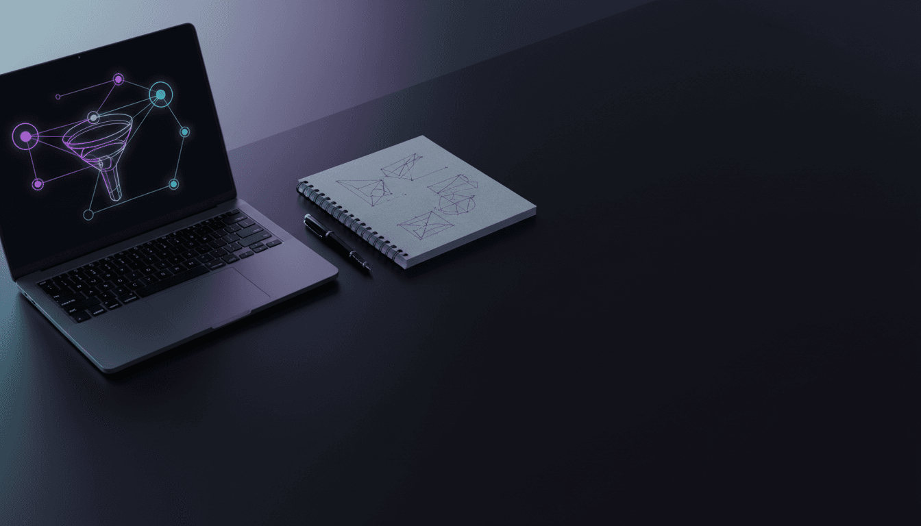 Schema del framework di lead generation B2B con funnel e KPI su dashboard analitica